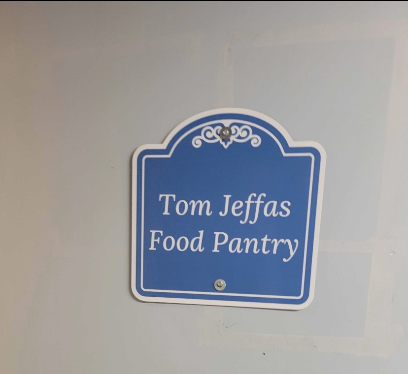 Tom Jeffas Food Pantry sign